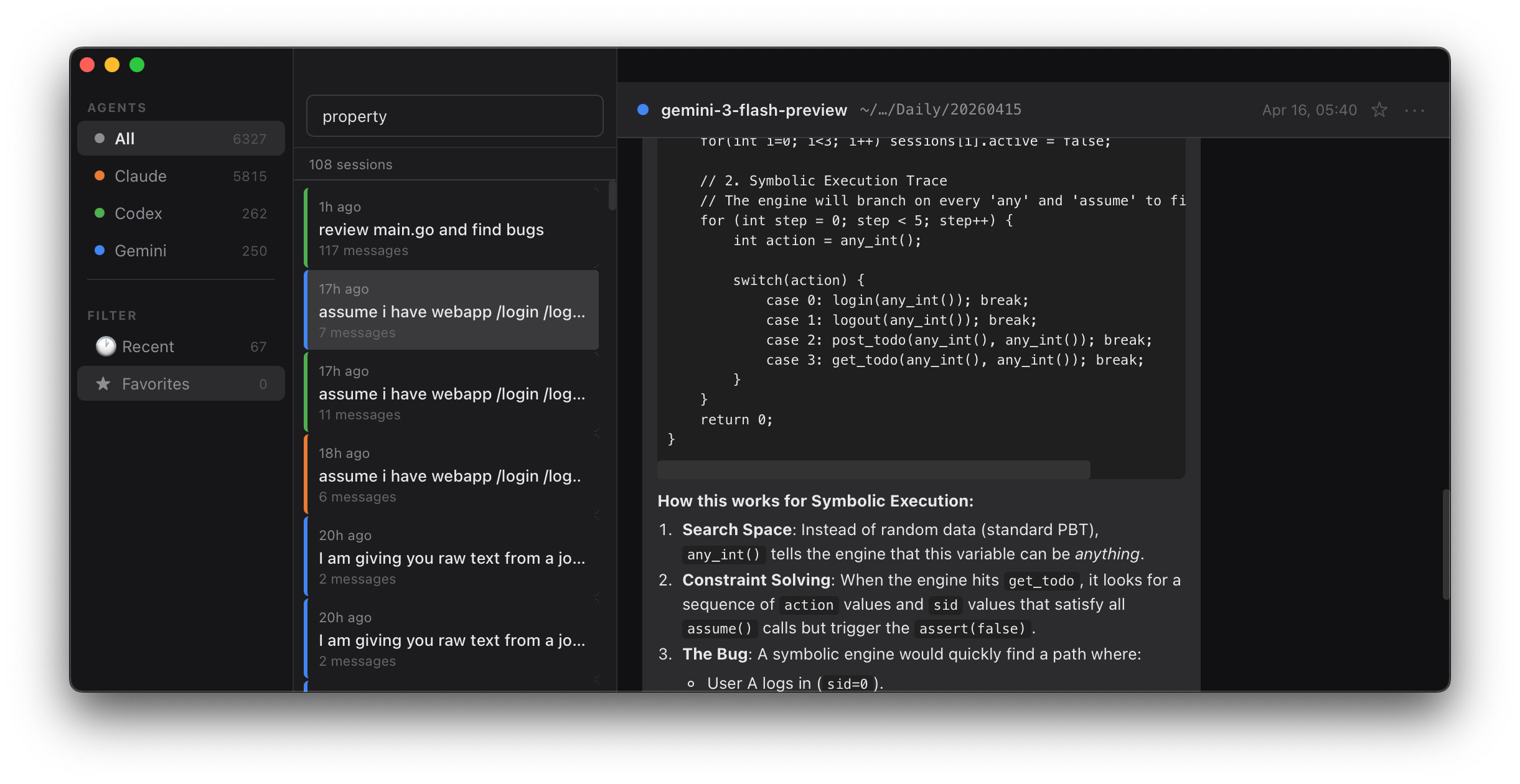 AgentGlass session browser screenshot